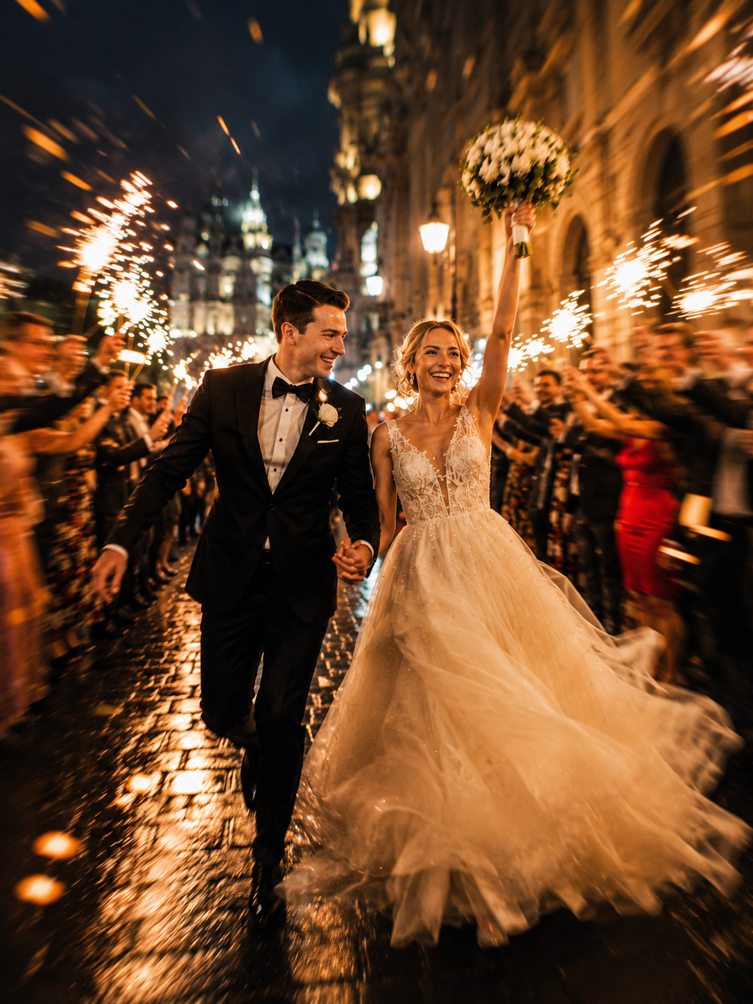 pareja celebrando su boda